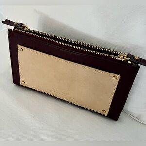 India Hicks Take Out Double Zip Burgundy Leather Wallet